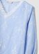 Blue cotton-blend top with embroidery and V-neck_5