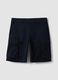 Blue stretch cotton cargo shorts, regular fit_4