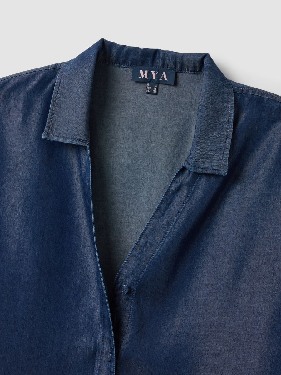 Blue pure lyocell short-sleeved shirt, regular fit_2