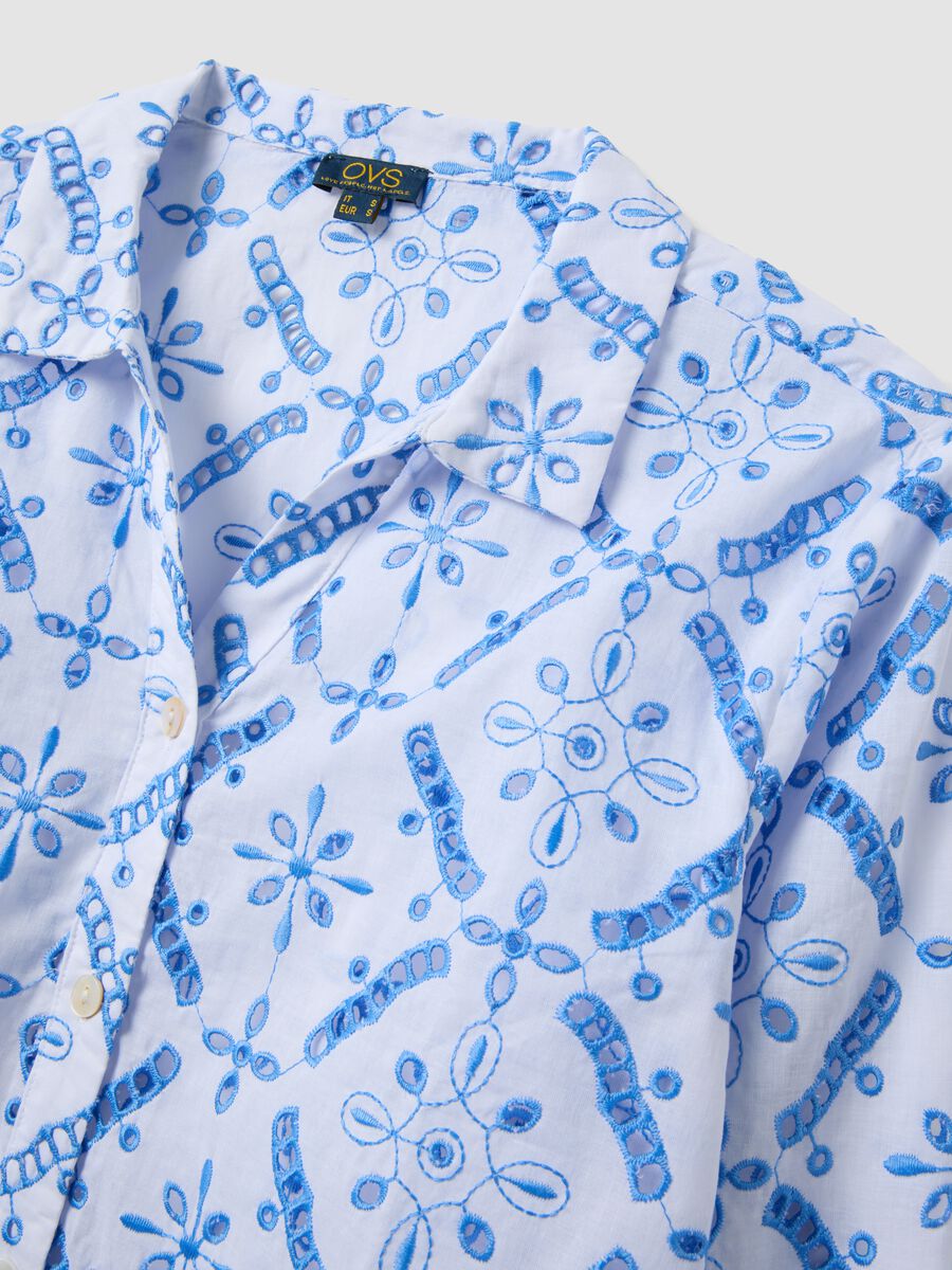Blue organic cotton shirt with all-over print_5