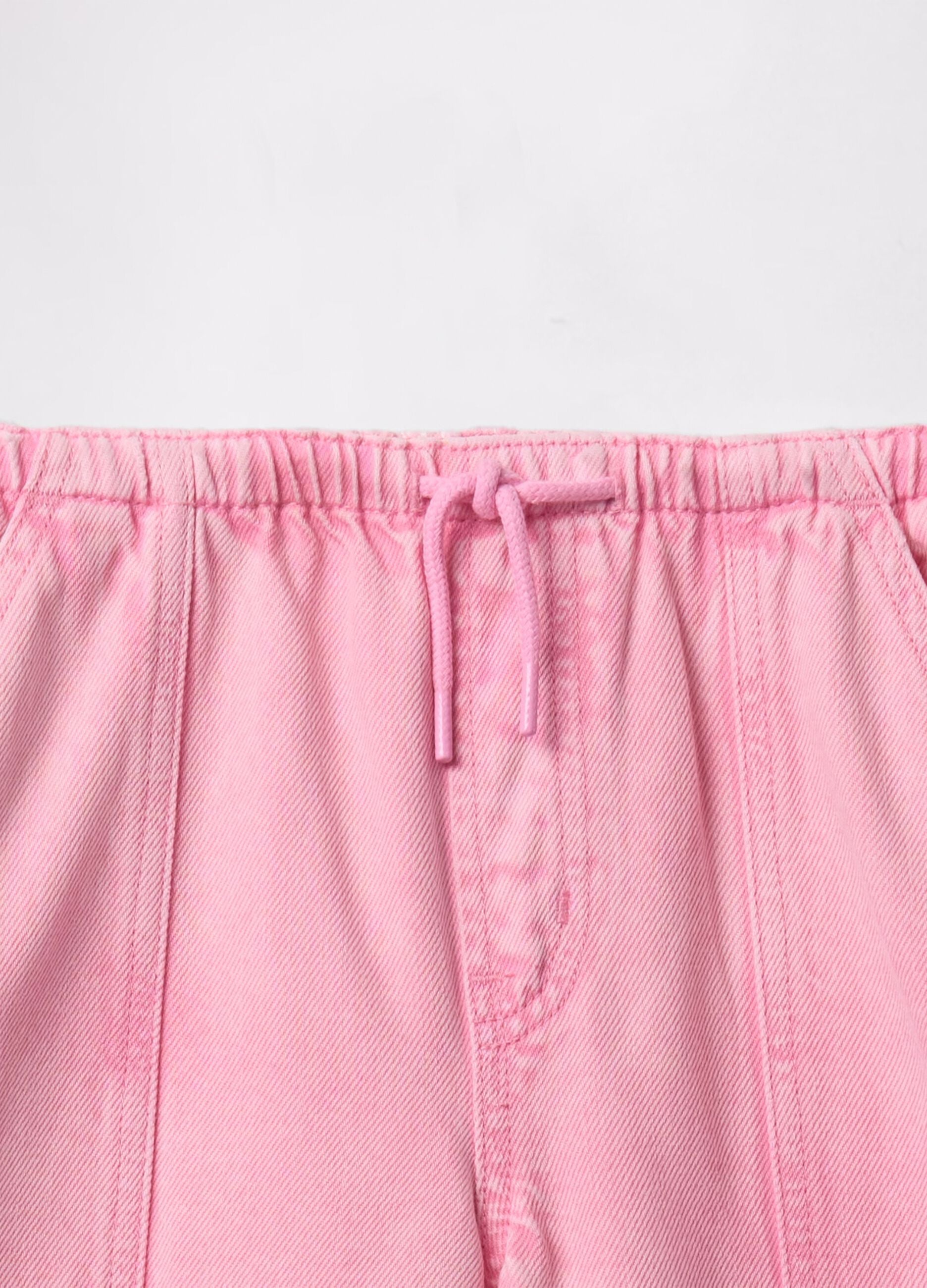 Pink wide-leg trousers with drawstring
