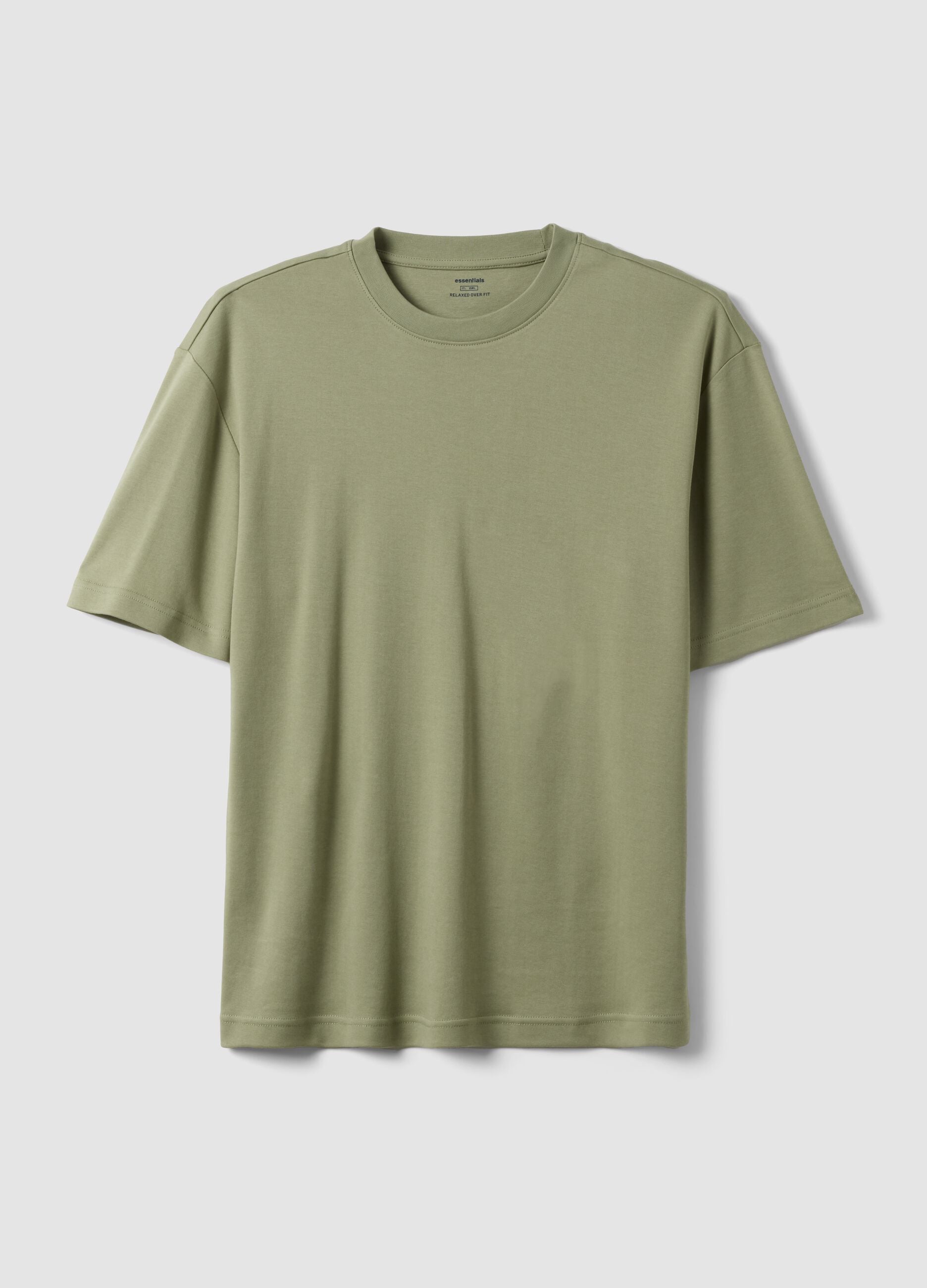 Green pure cotton short-sleeve T-shirt, relaxed fit