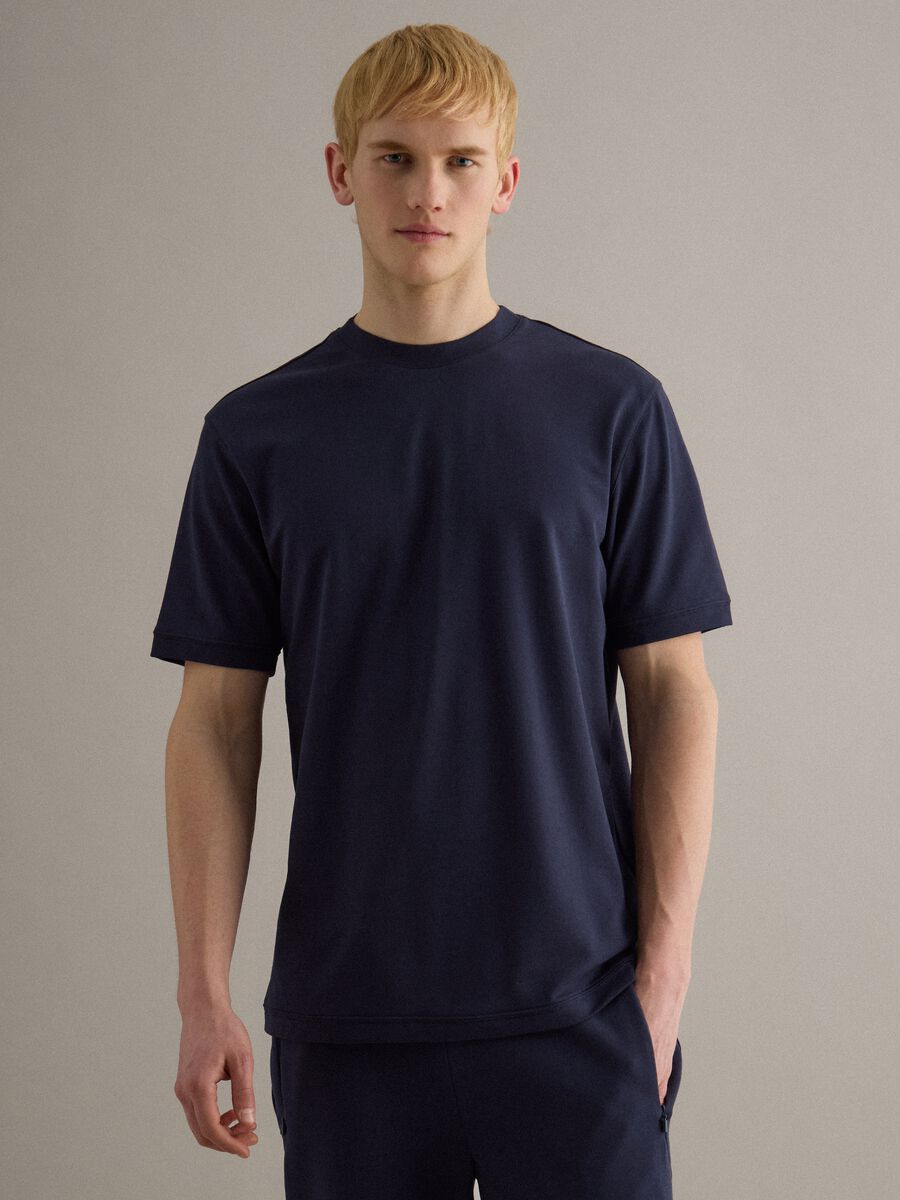 Blue relaxed fit crew neck t-shirt in stretch cotton_0