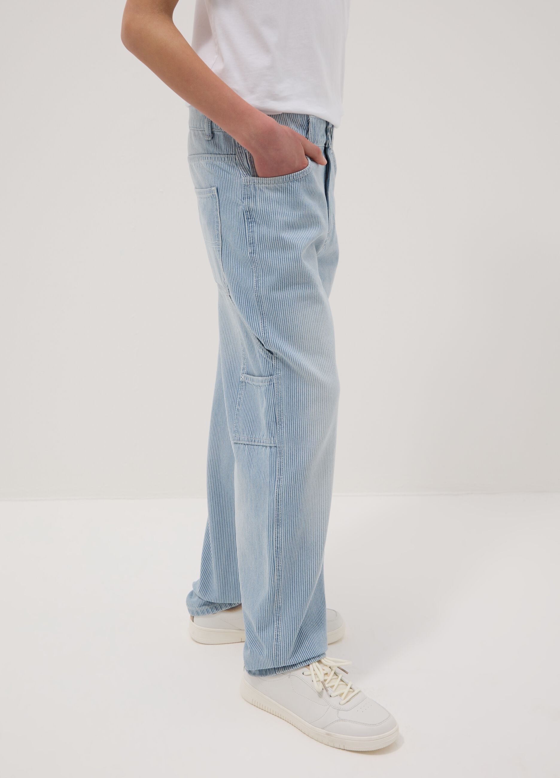Jeans in puro cotone azzurro da ragazzo relaxed fit