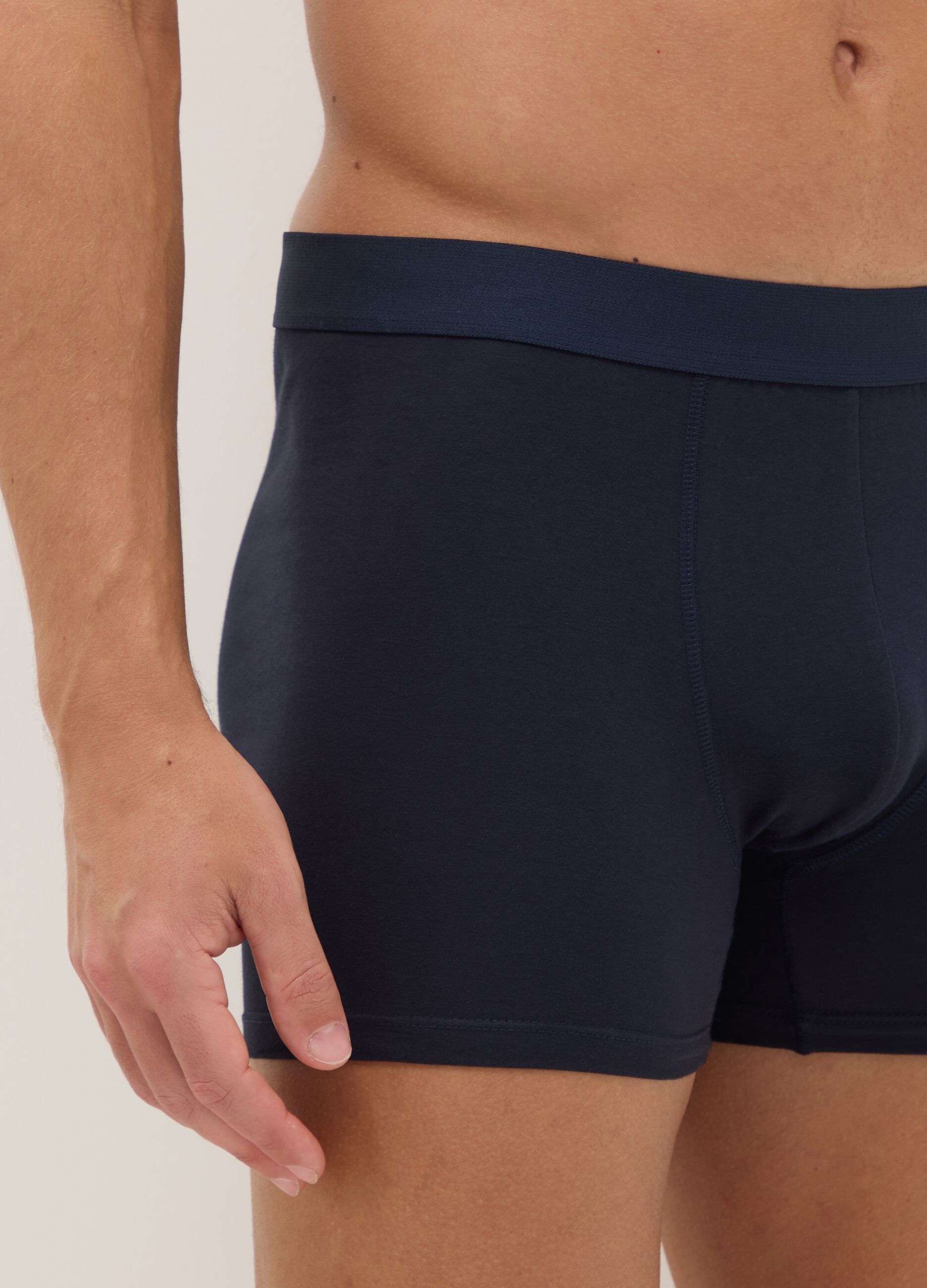 3-pack blue midi boxers in stretch organic cotton, regular fit