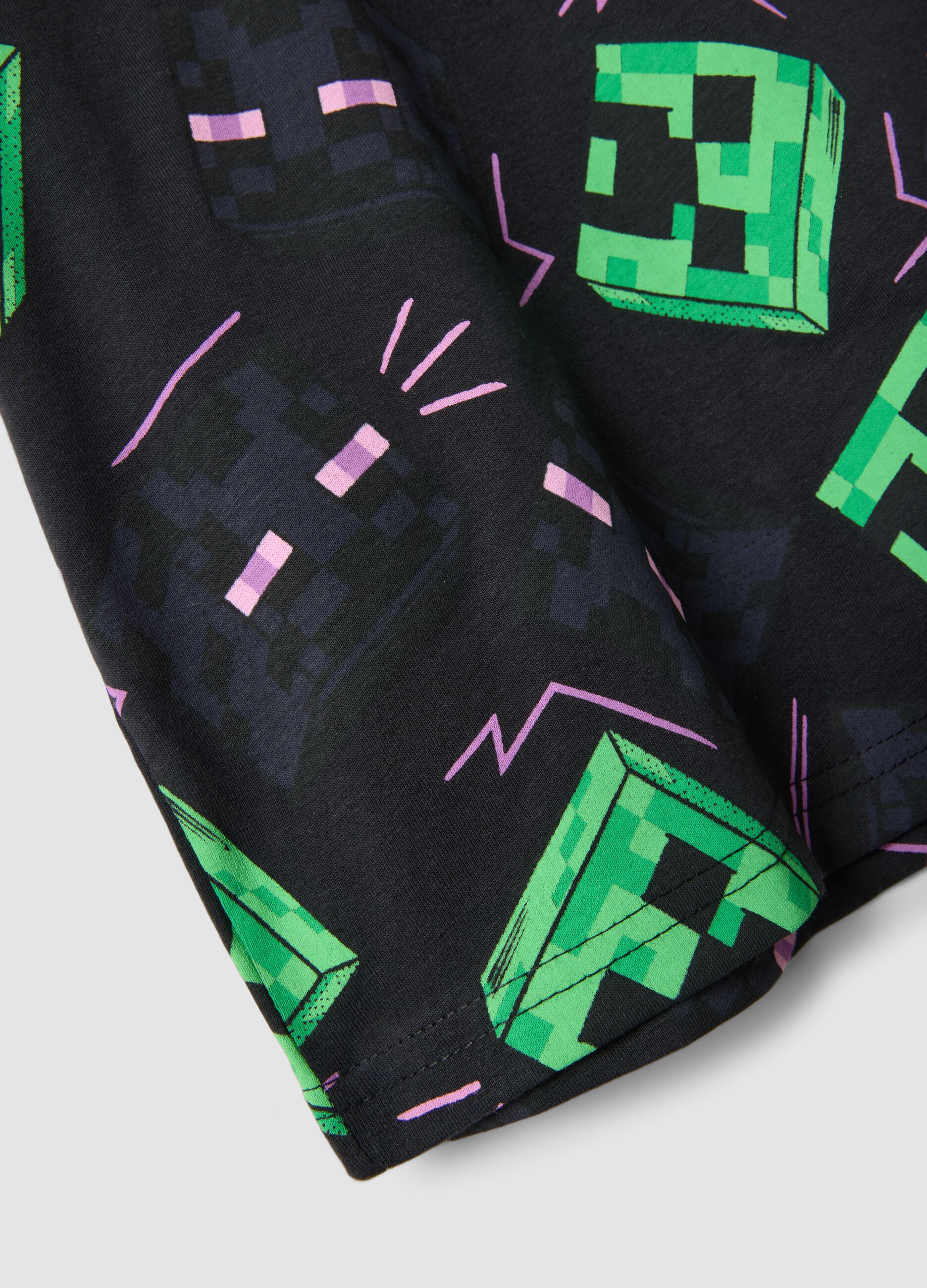 Kids&rsquo; pure cotton multicolour Minecraft print T-shirt
