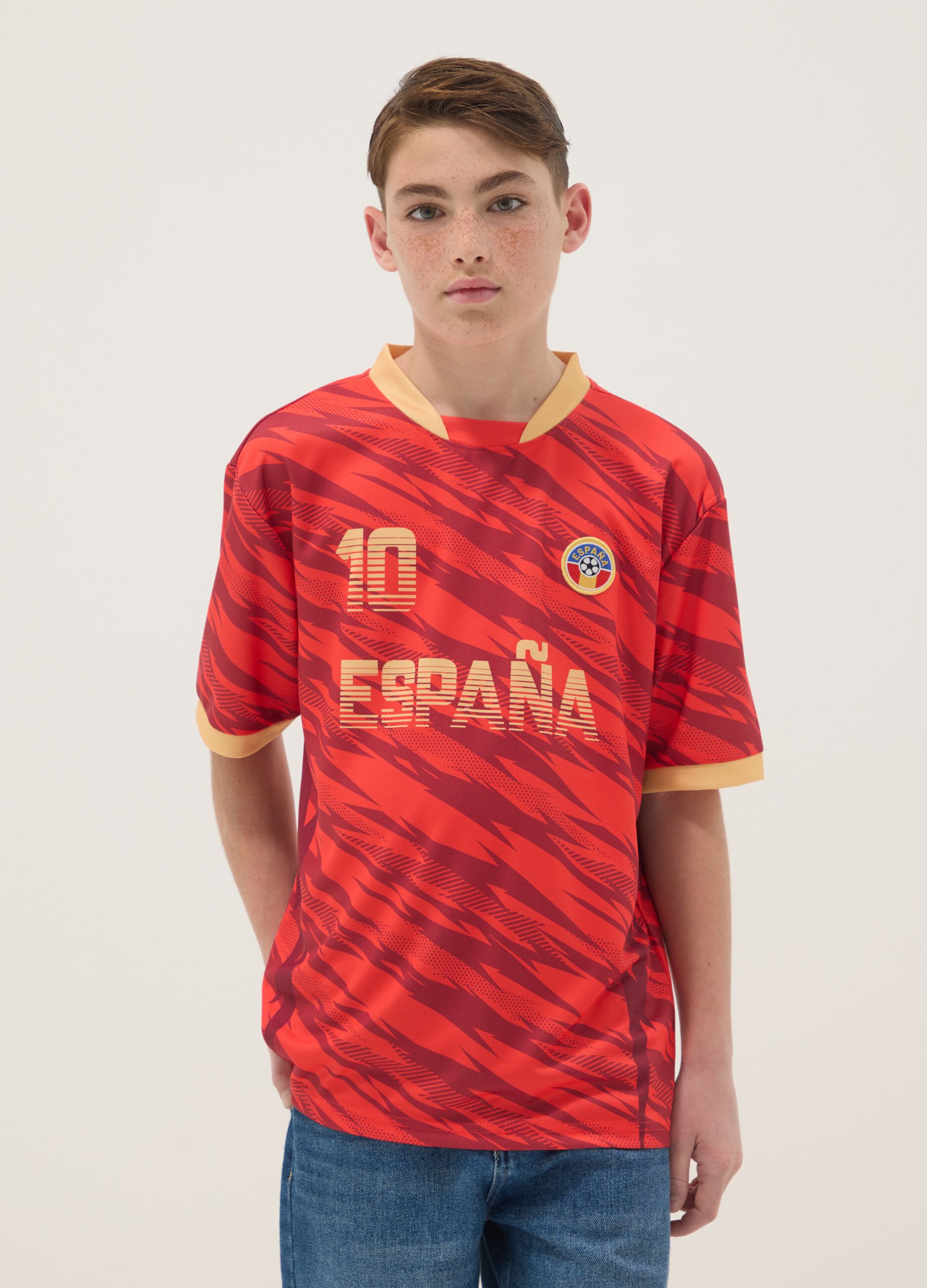 Kids&rsquo; Red Spain Short-Sleeve T-shirt &ndash; Oversized Fit
