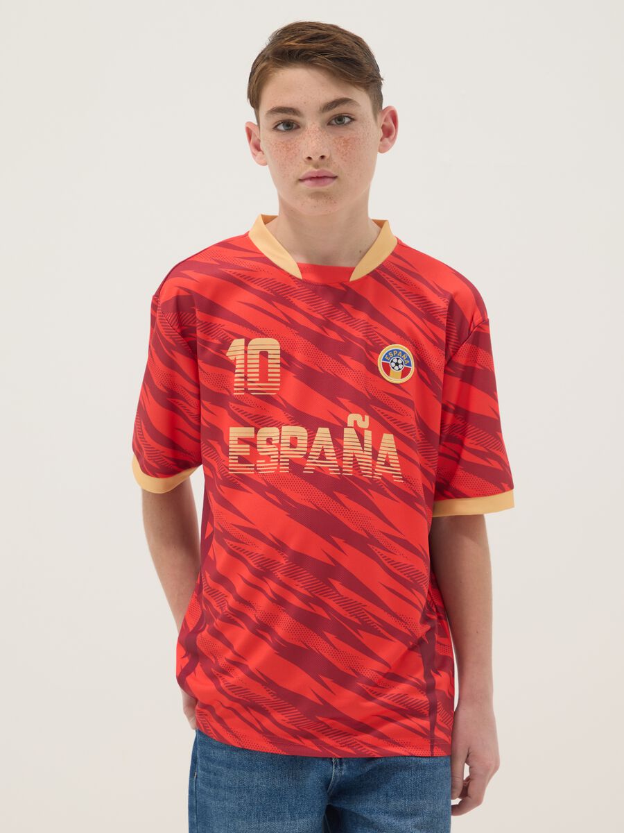 T-shirt Spagna rossa a maniche corte da bambino oversize fit_0