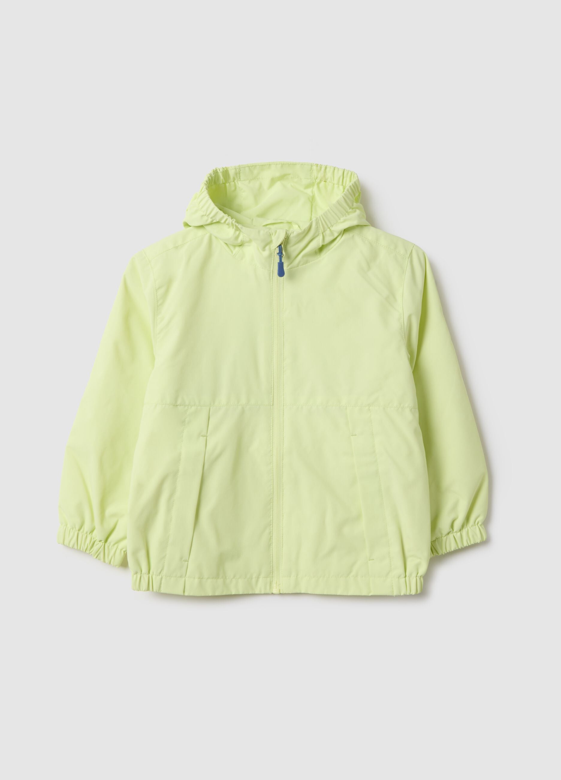 Yellow regular fit children's lightweight jacket with full zip and hood