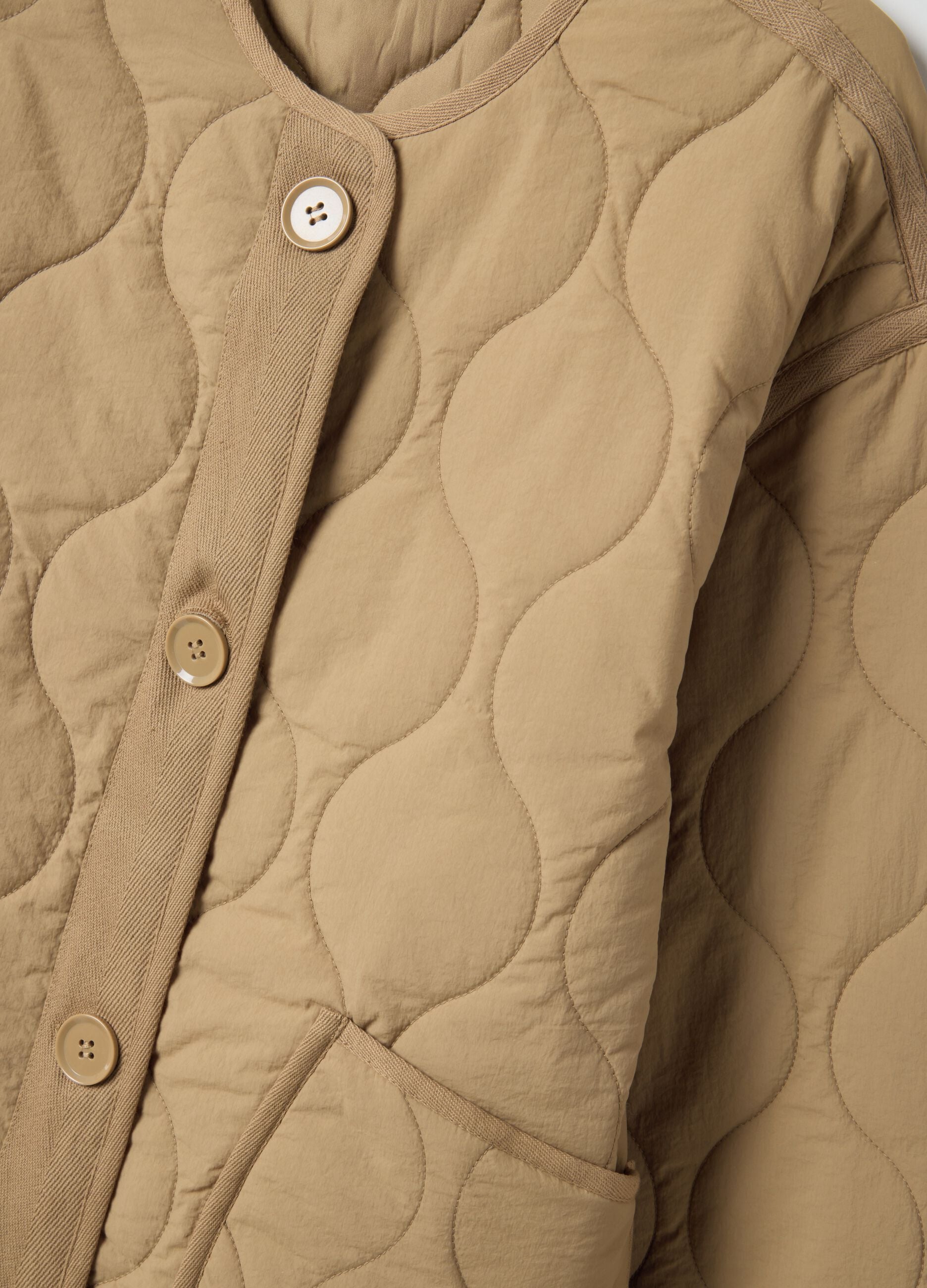 Beige padded regular fit jacket with buttons