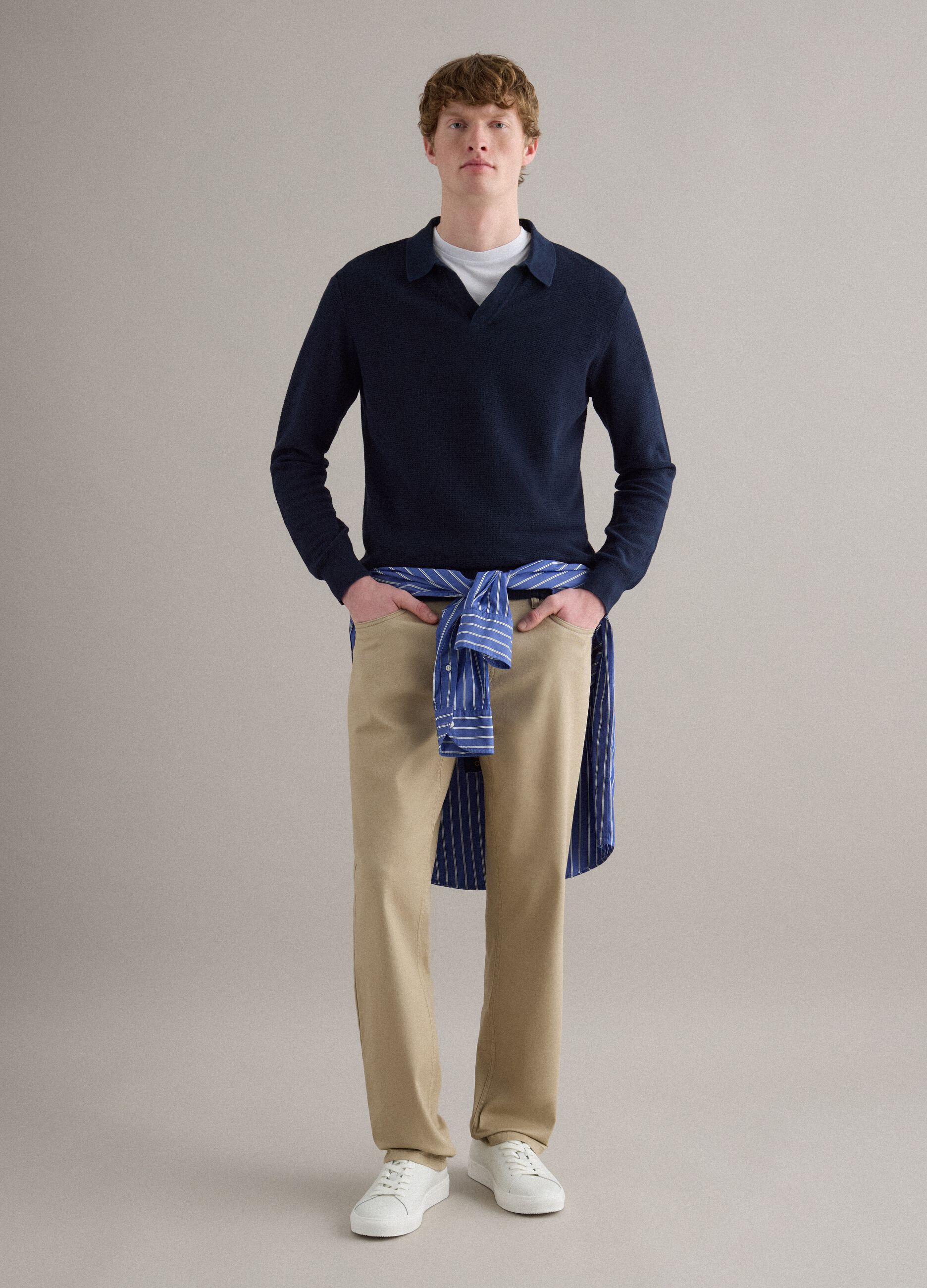 Black Regular Fit Stretch Twill Trousers