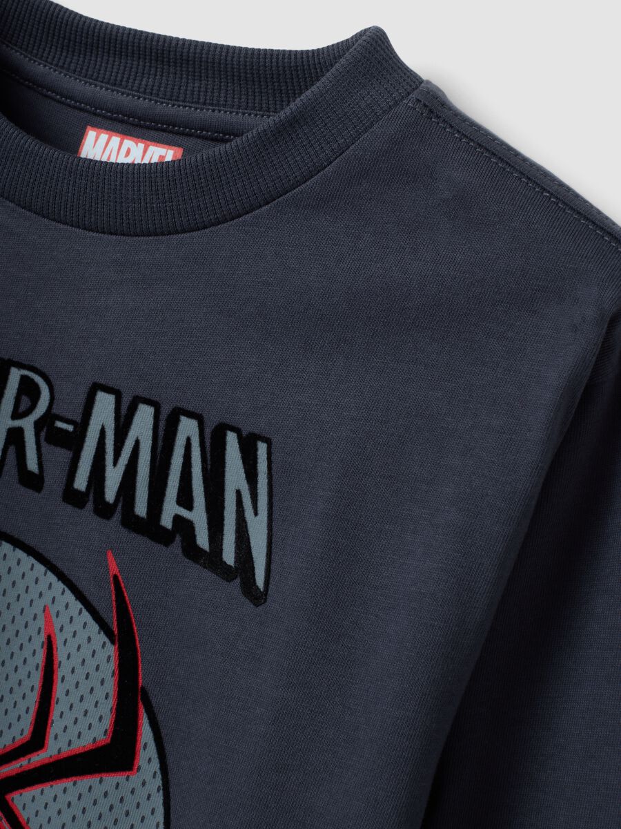 Grey long-sleeve pure cotton Spider-Man print T-shirt for boys_2