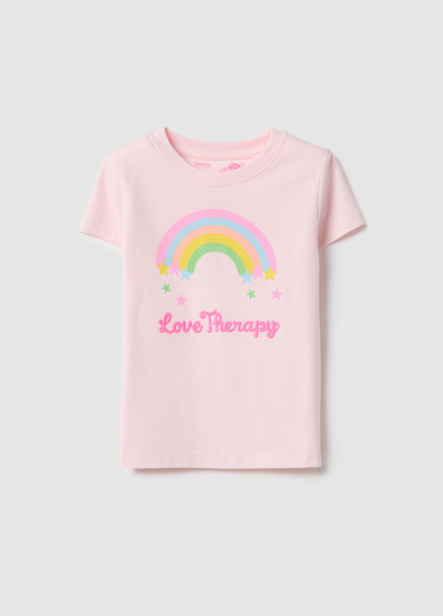 Girl's pink cotton blend t-shirt regular fit with print