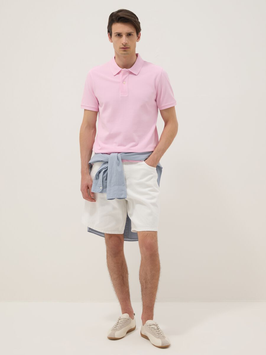 Pink short-sleeve organic cotton polo shirt, regular fit_2