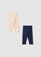 Pack of multicoloured stretch cotton leggings for girls slim fit_1