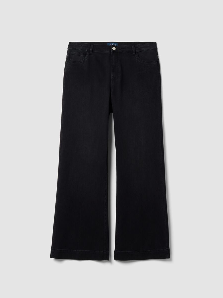 Black stretch cotton and viscose denim jeans &ndash; bootcut fit_0
