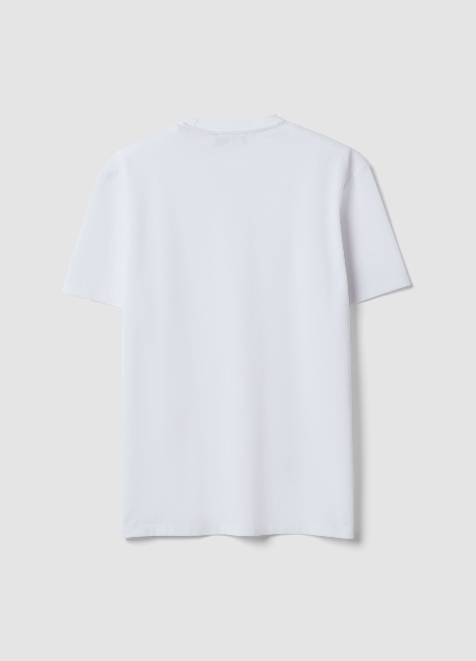 White regular-fit stretch piqu&eacute; cotton-blend T-shirt, Easy Dry