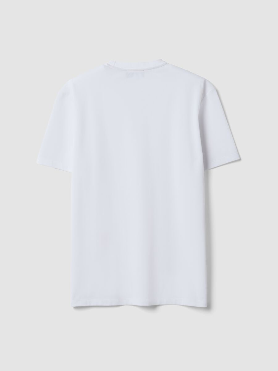 White regular-fit stretch piqu&eacute; cotton-blend T-shirt, Easy Dry_6