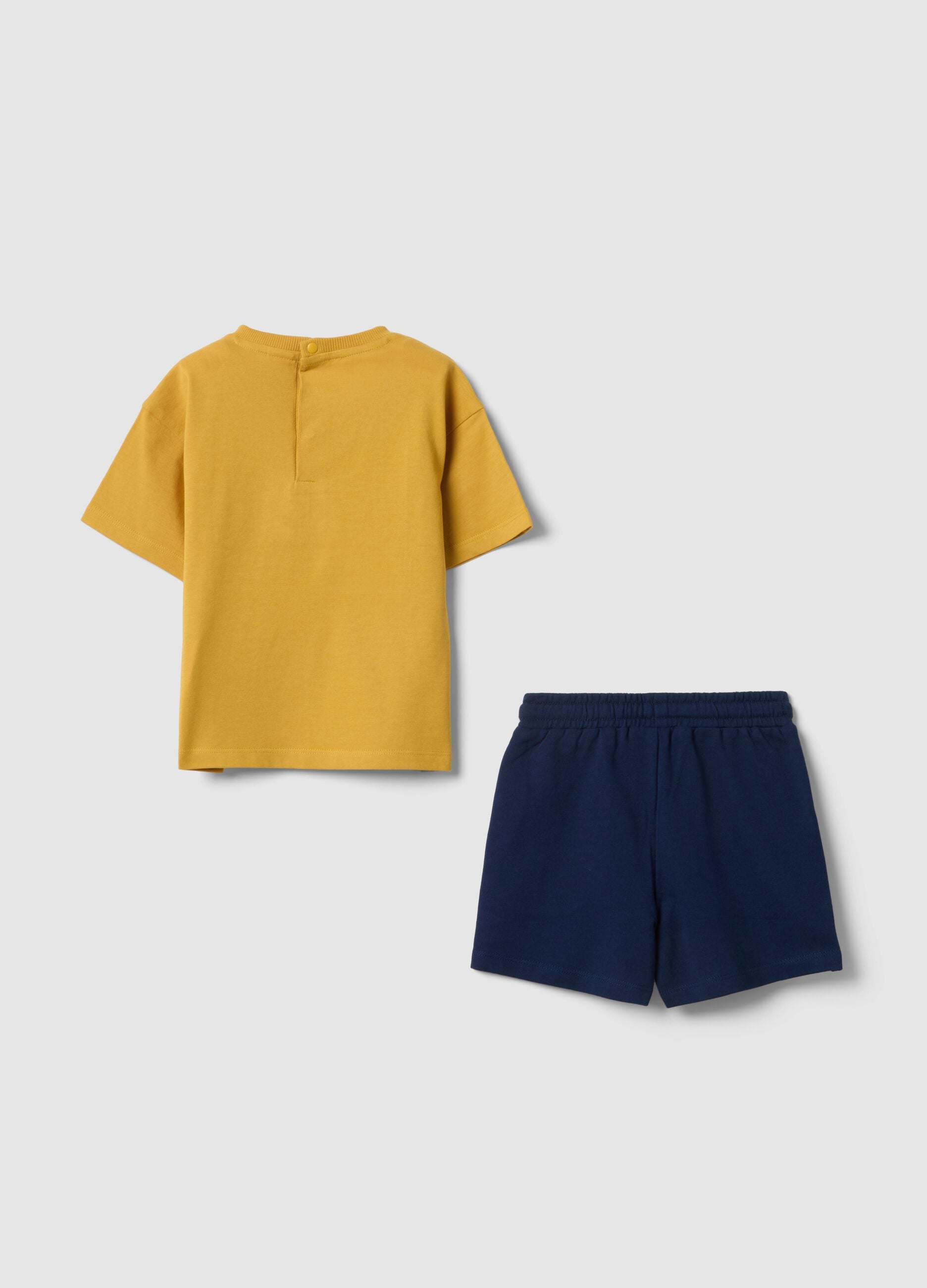 Disney multi-colour pure cotton t-shirt and shorts set for boys