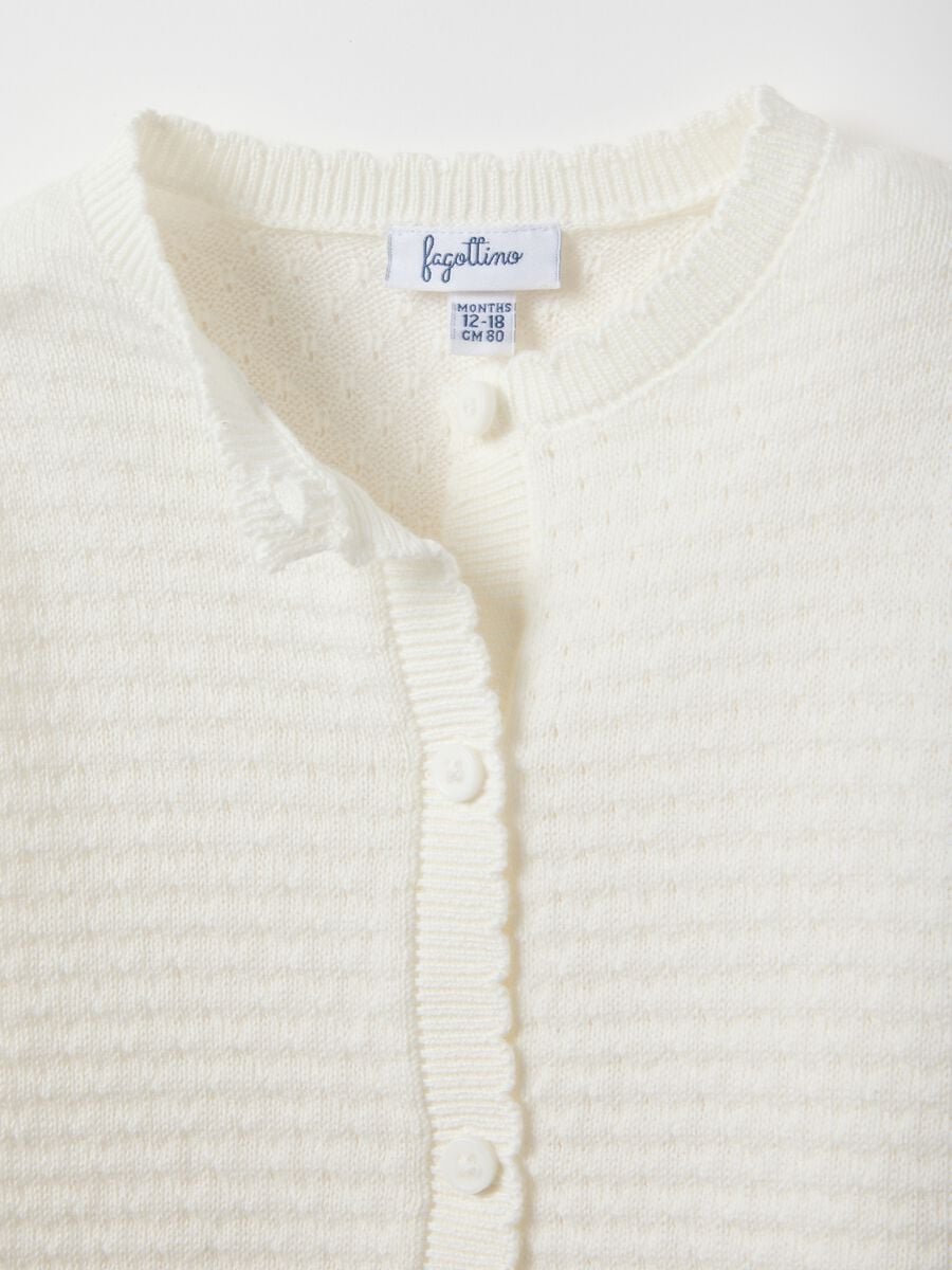 White pure cotton cardigan regular fit for baby girl_2