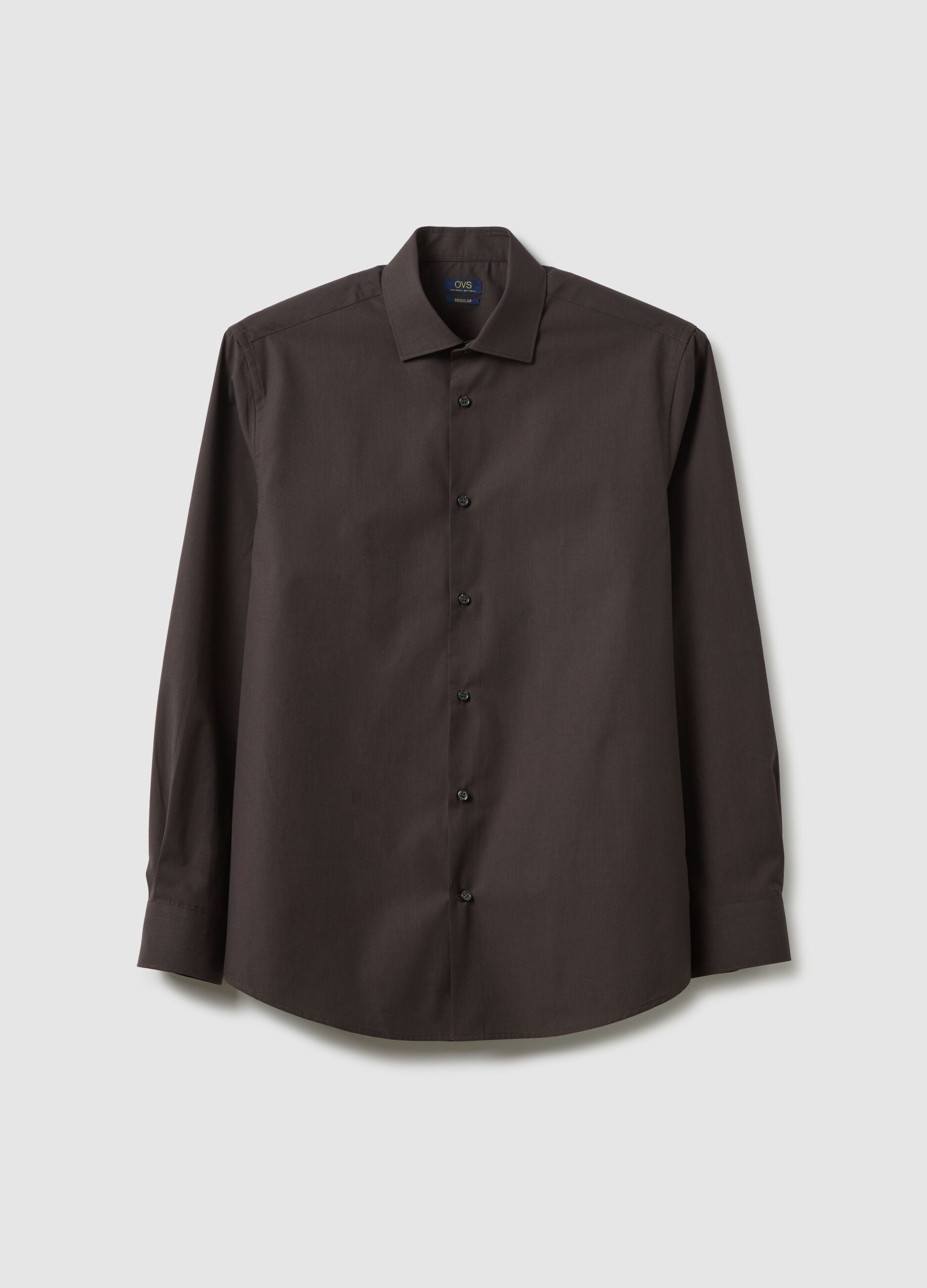 Brown pure cotton regular fit easy iron shirt