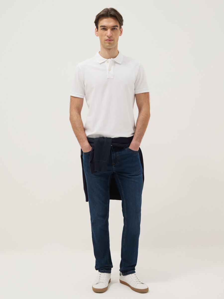 Blue Super Skinny Cotton Blend Jeans_0