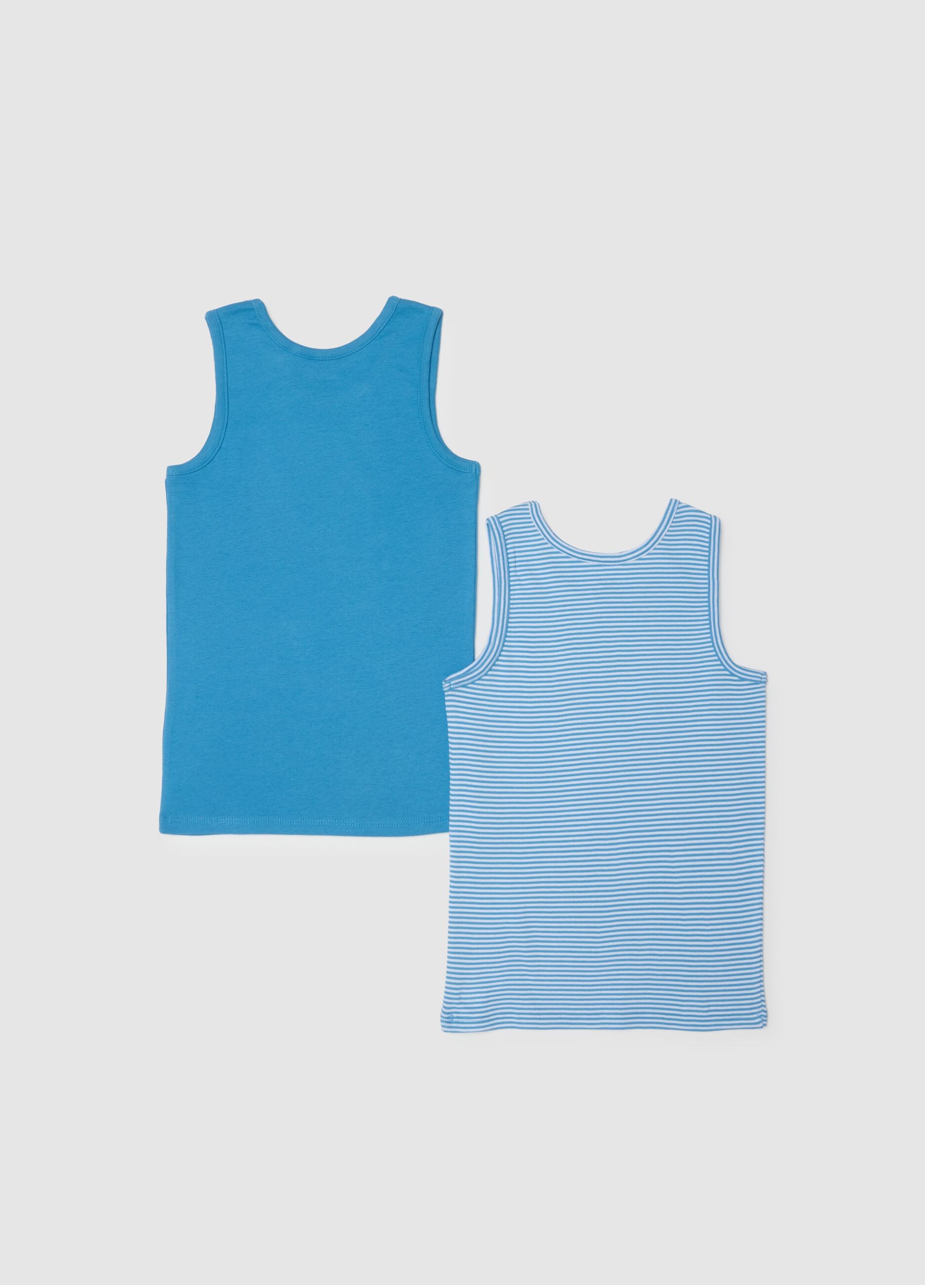 Two-pack kid's multicolour cotton vests, regular fit