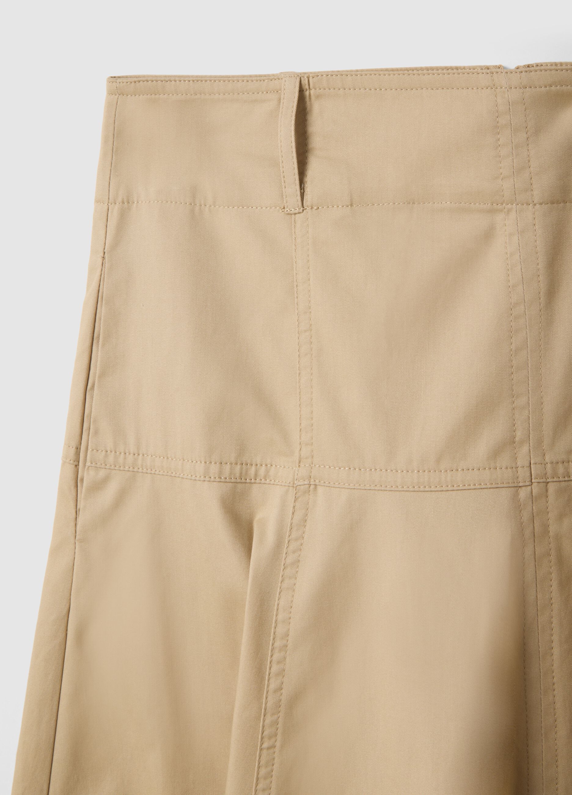 Beige Long Skirt in Pure Cotton