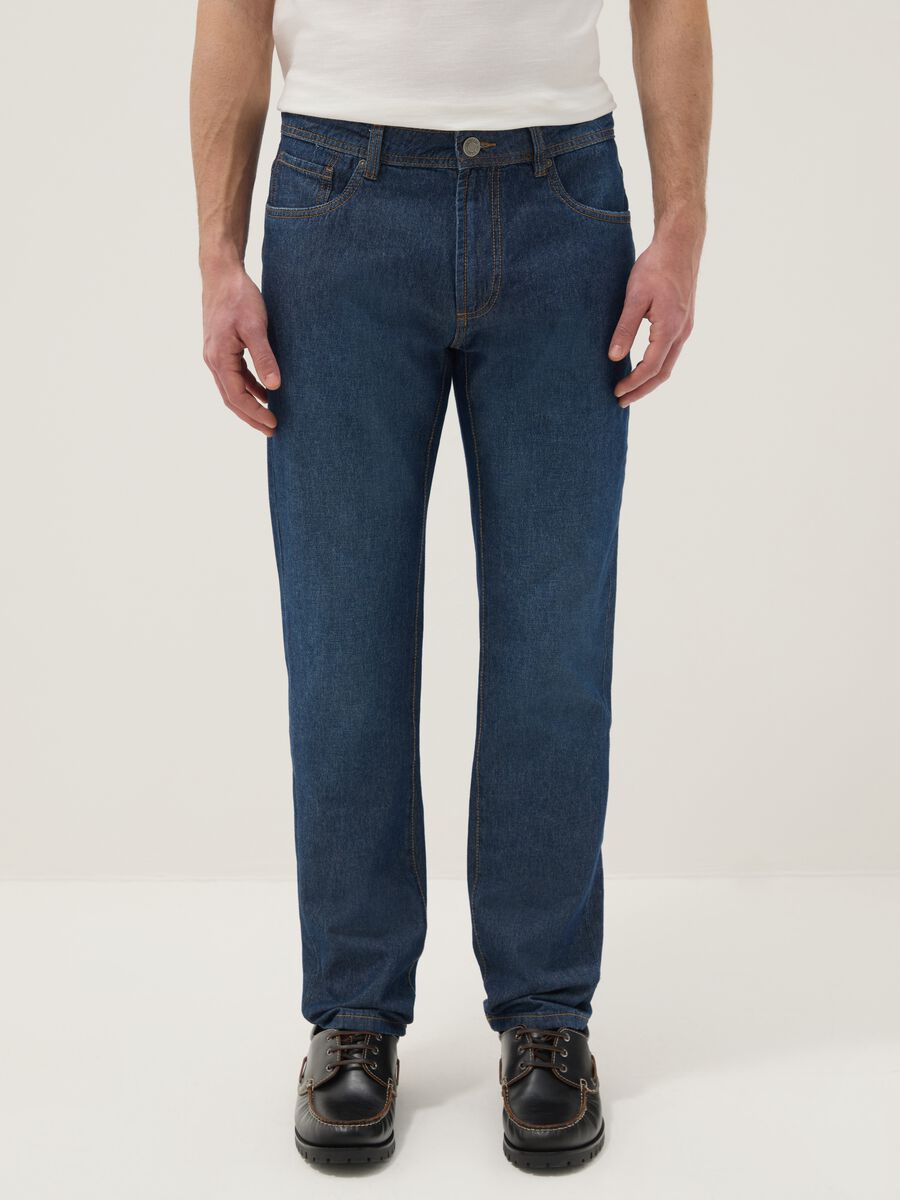 Blue Regular Fit Denim Pure Cotton Jeans_2