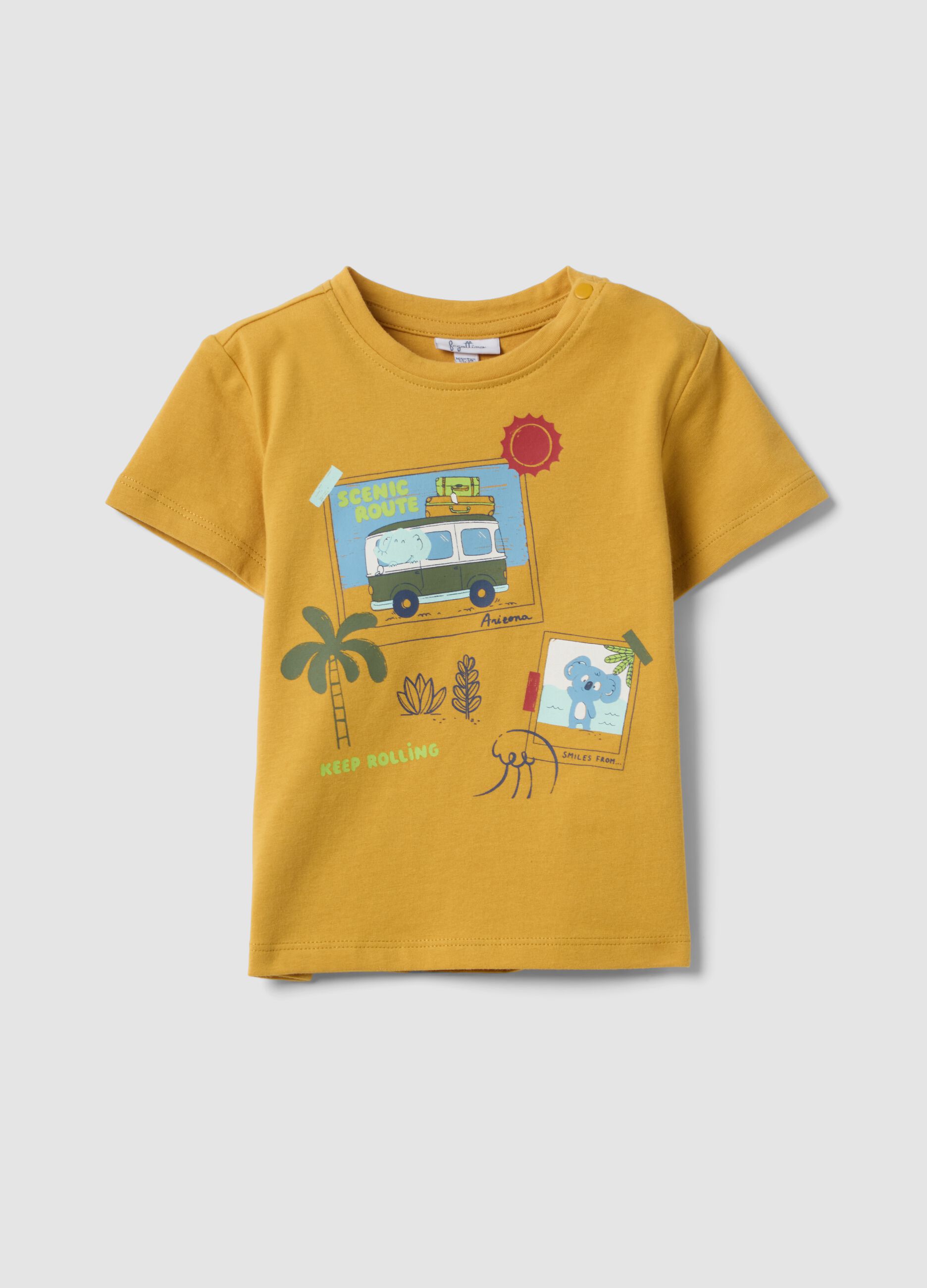 Yellow short-sleeved pure cotton T-shirt
