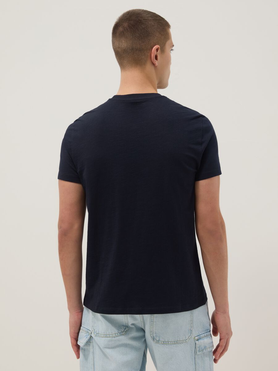 Short sleeve pure cotton blue regular fit T-shirt_3