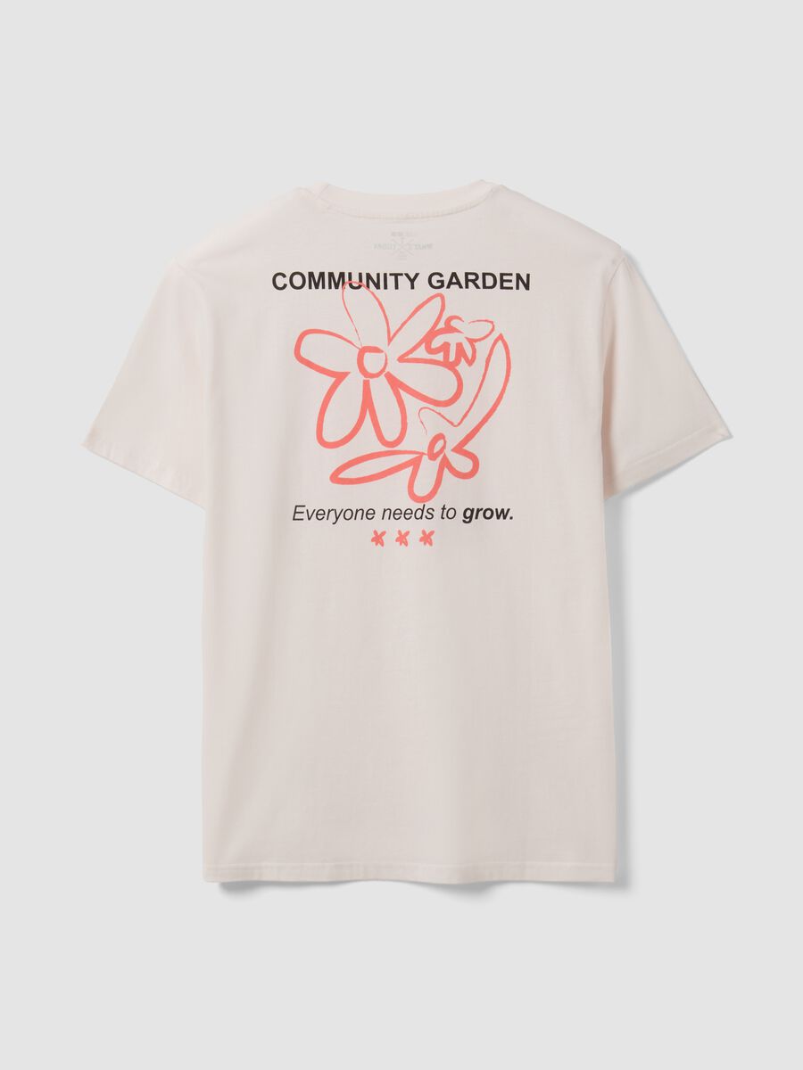White pure cotton jersey T-shirt with print, regular fit_5