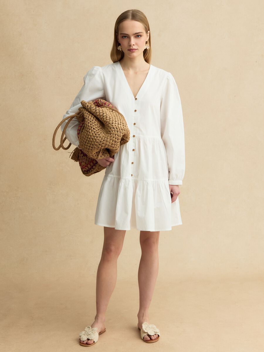 White pure cotton dress regular fit deep V_1