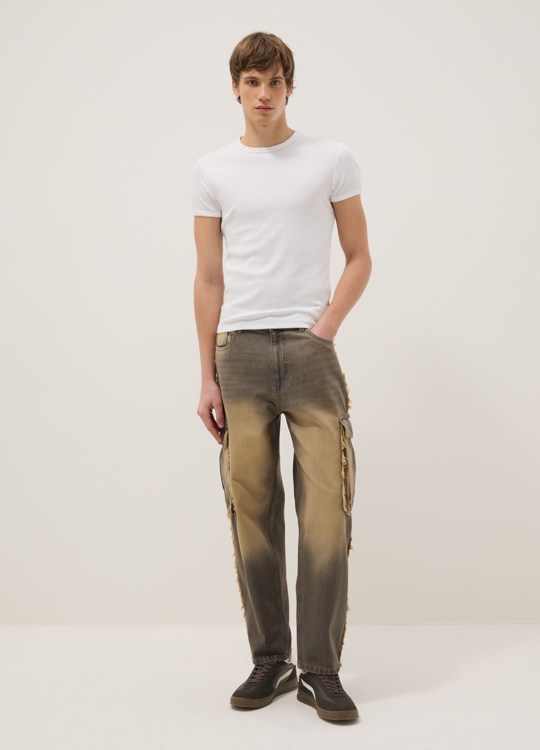Multicolor pure cotton baggy fit jeans