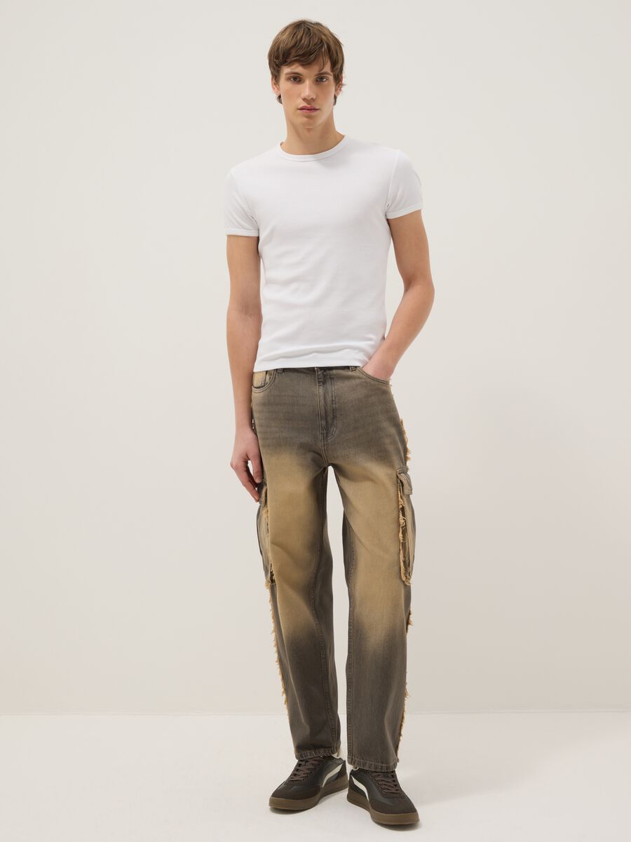Multicolor pure cotton baggy fit jeans_0