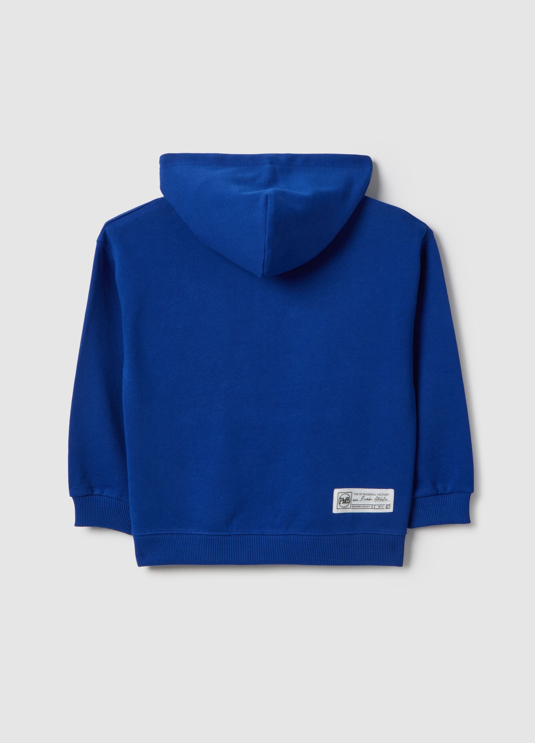 Boys' blue pure cotton hoodie regular fit with numbers and text