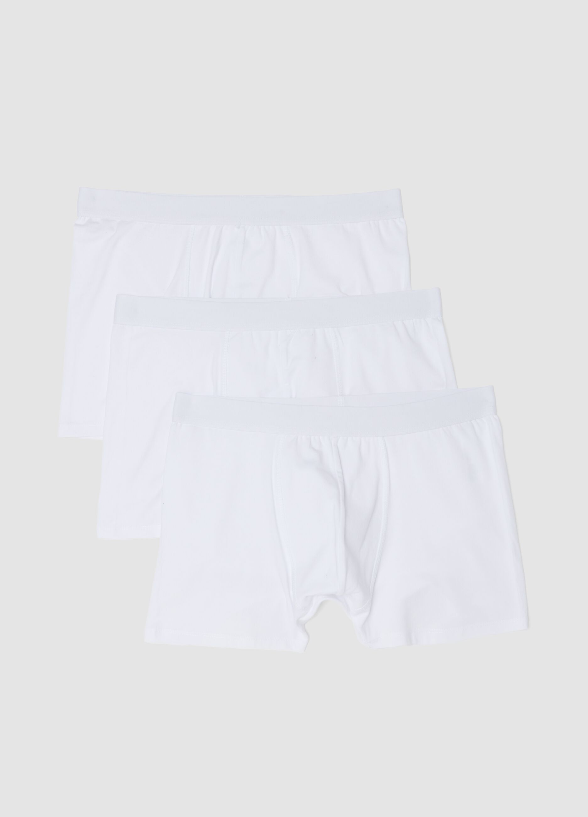Three-pack of white organic cotton mid-length boxer briefs