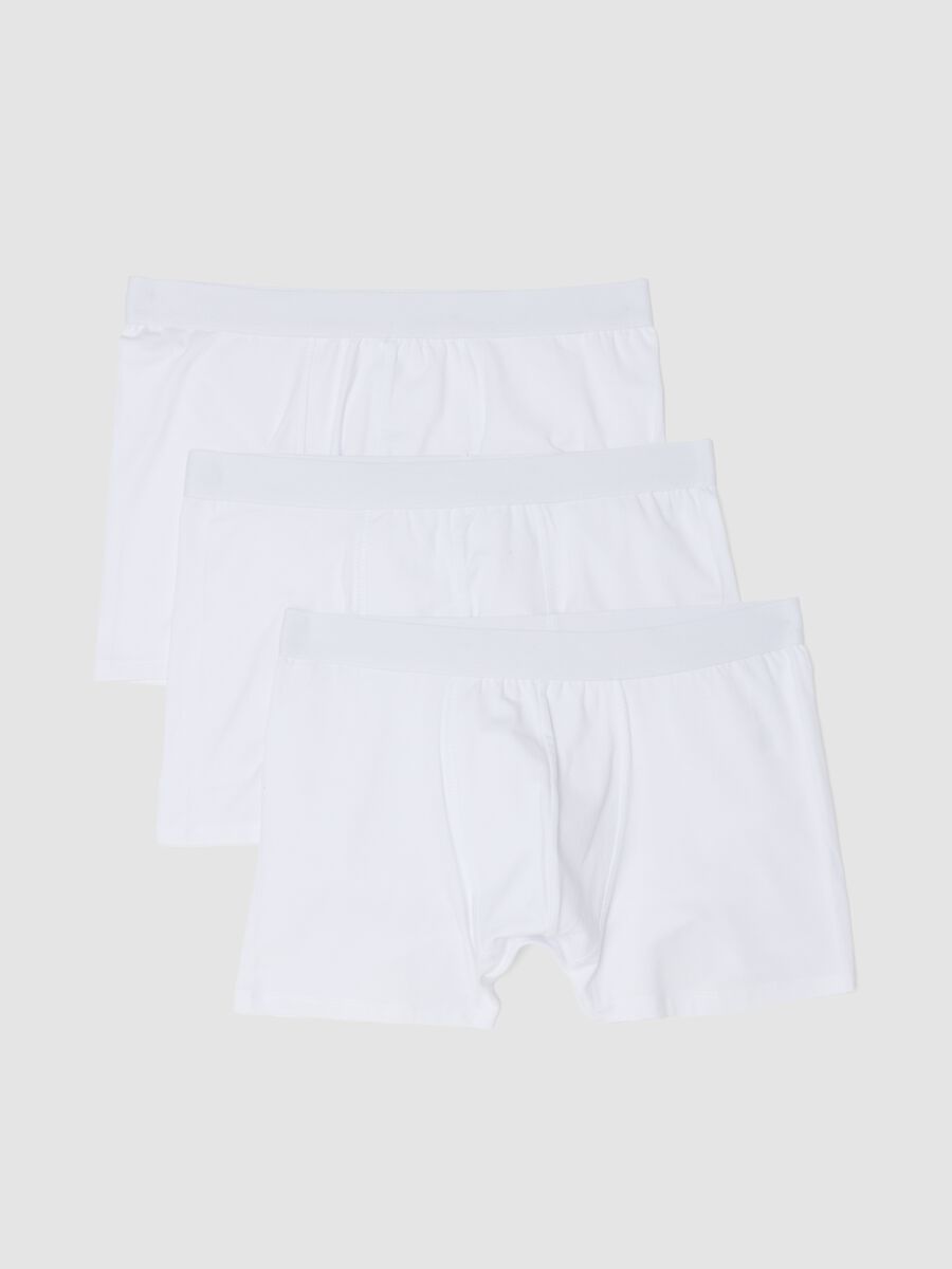 Tripack di boxer midi bianchi in cotone organico_4