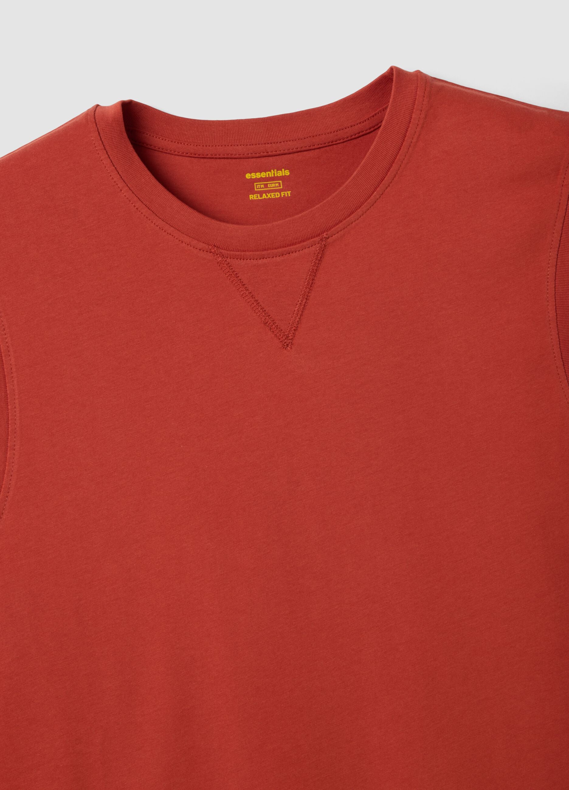 Red crew-neck pure cotton relaxed-fit vest top