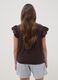 Brown stretch cotton T-shirt with ruffle sleeves, regular fit_3