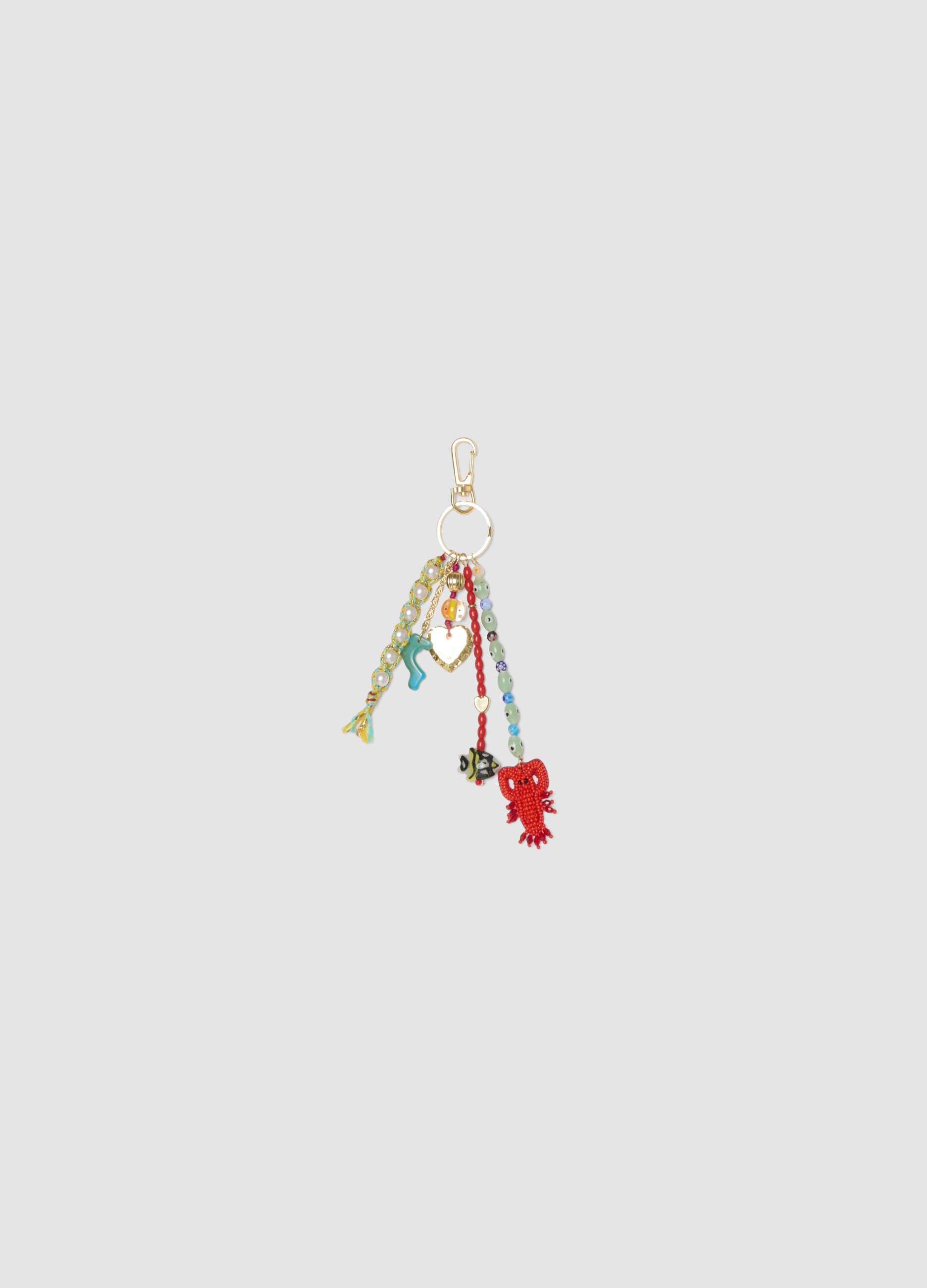 Multicolour keyring with decorative charms
