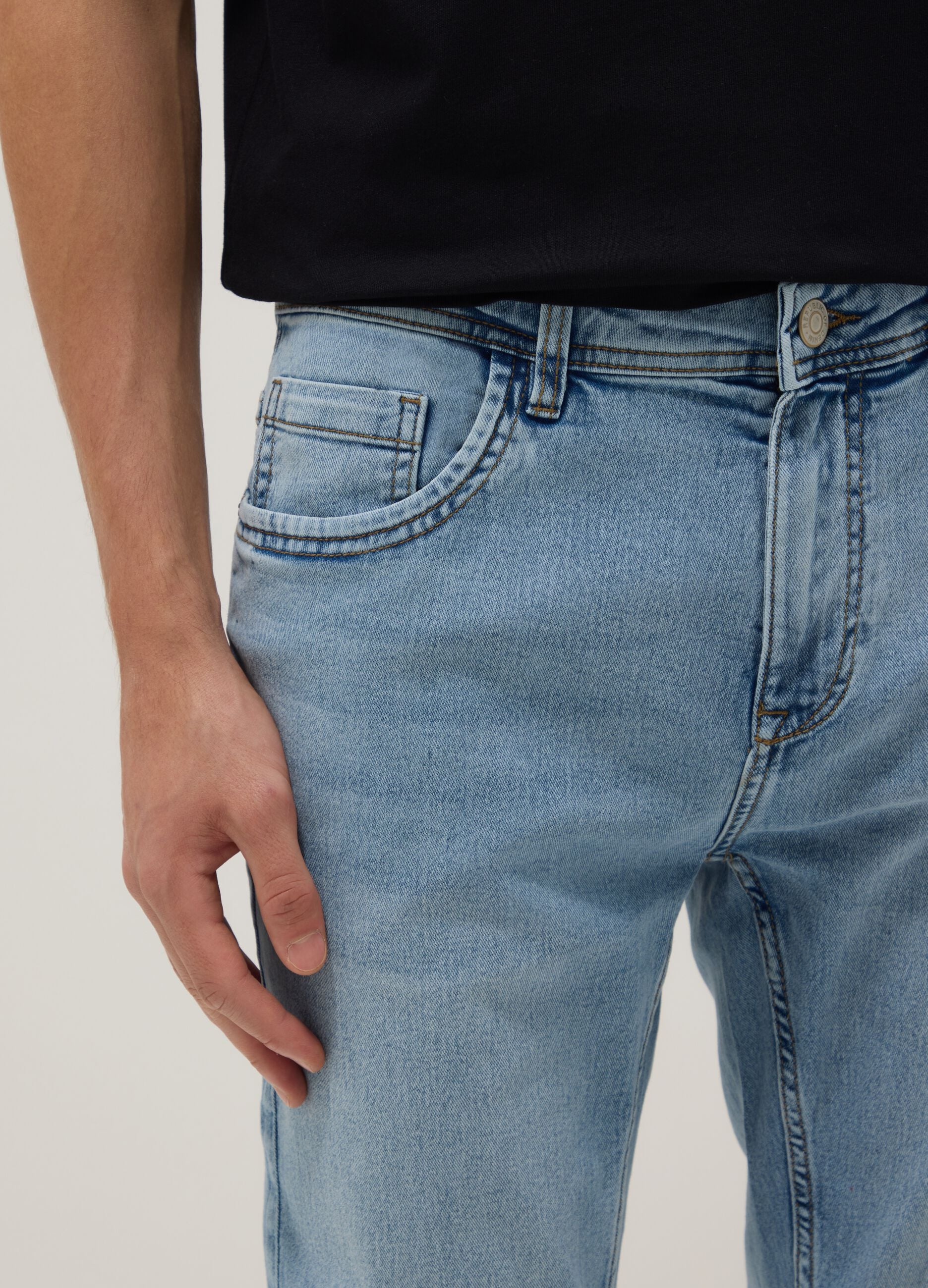 Super skinny light blue cotton blend jeans