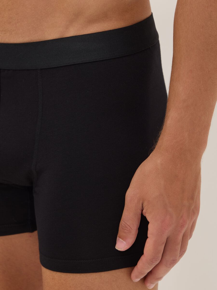 Tripack di boxer midi neri in cotone organico_3