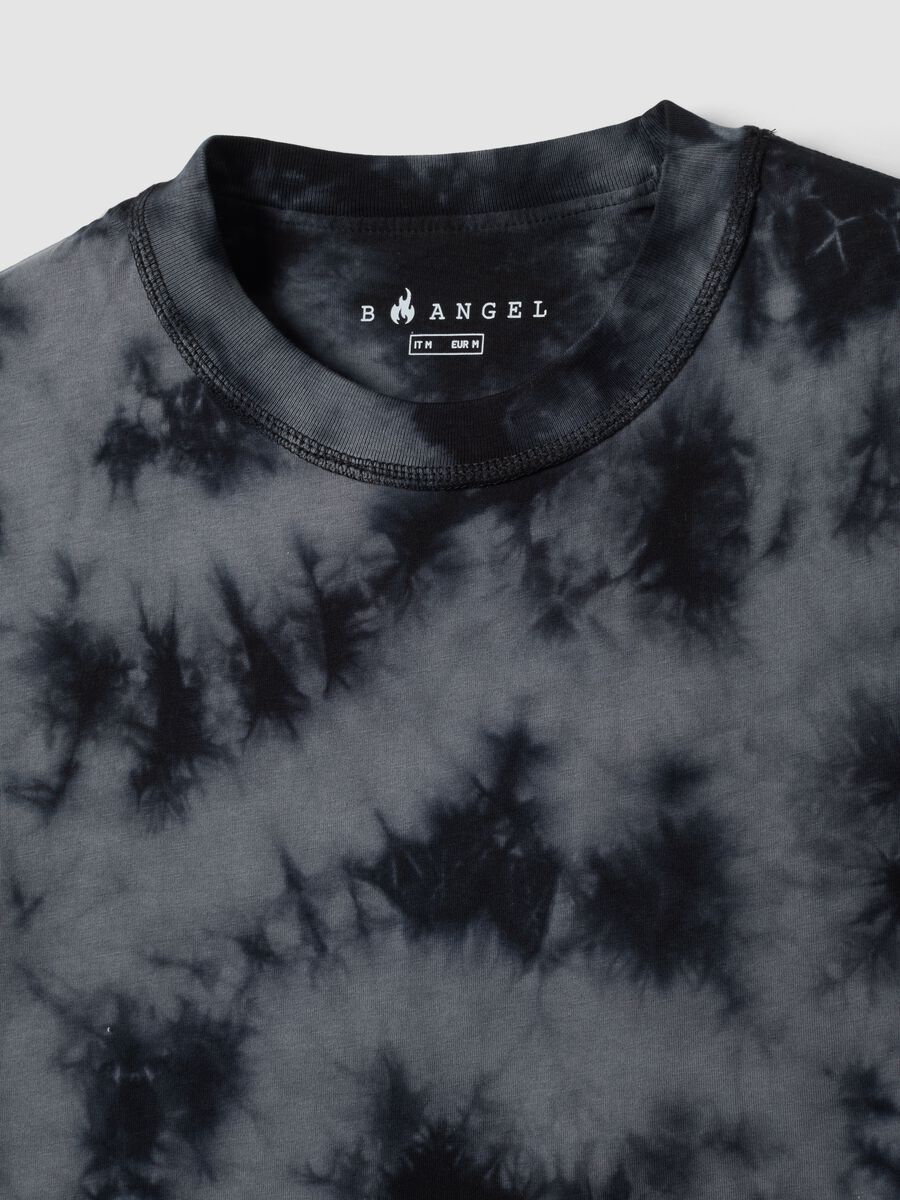 T-shirt blu in puro cotone con stampa tie-dye boxy fit_5