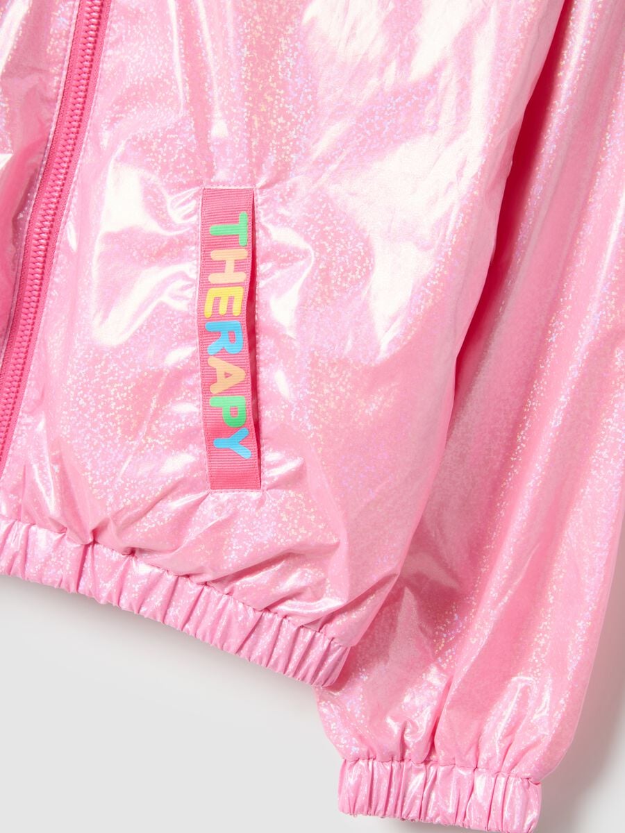 Pink glitter jacket with hood for girls regular fit_3