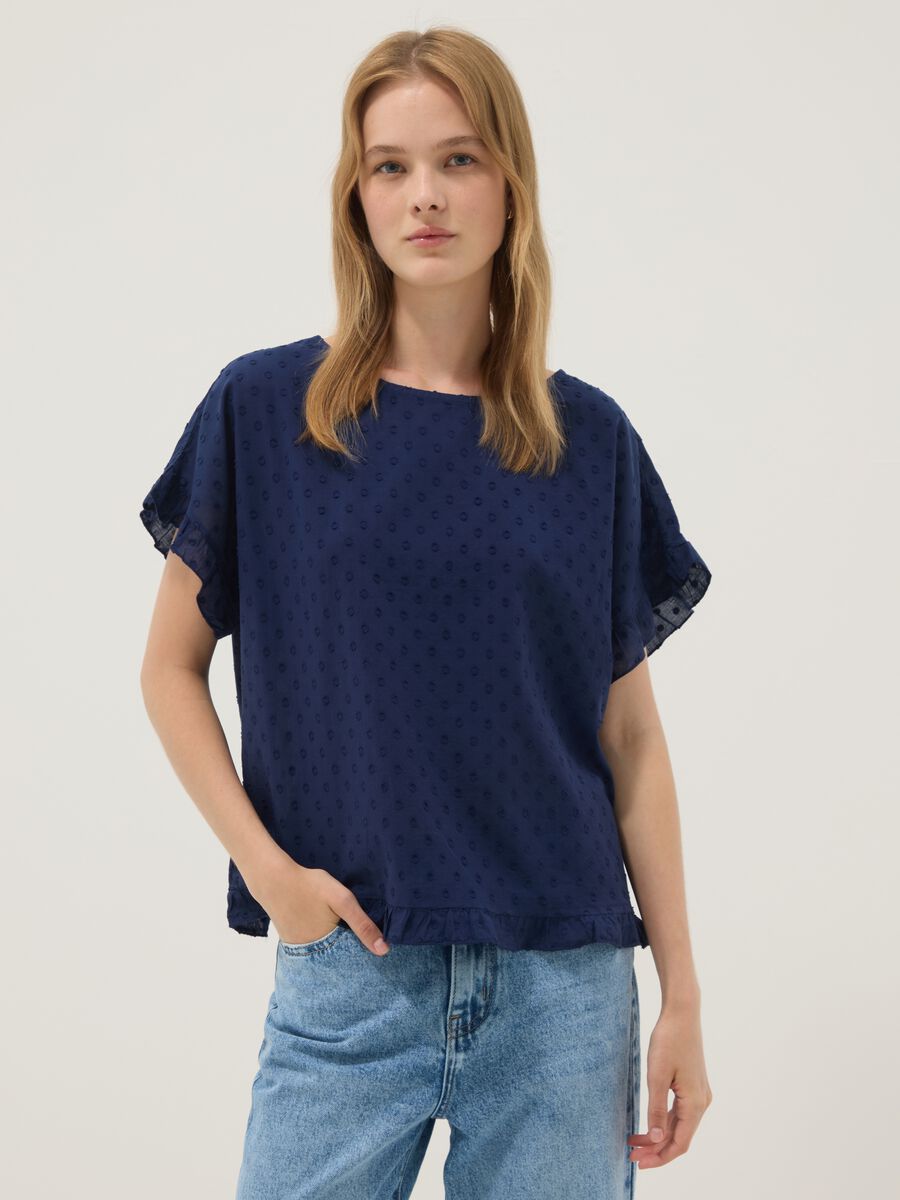 Blue pure cotton blouse_0