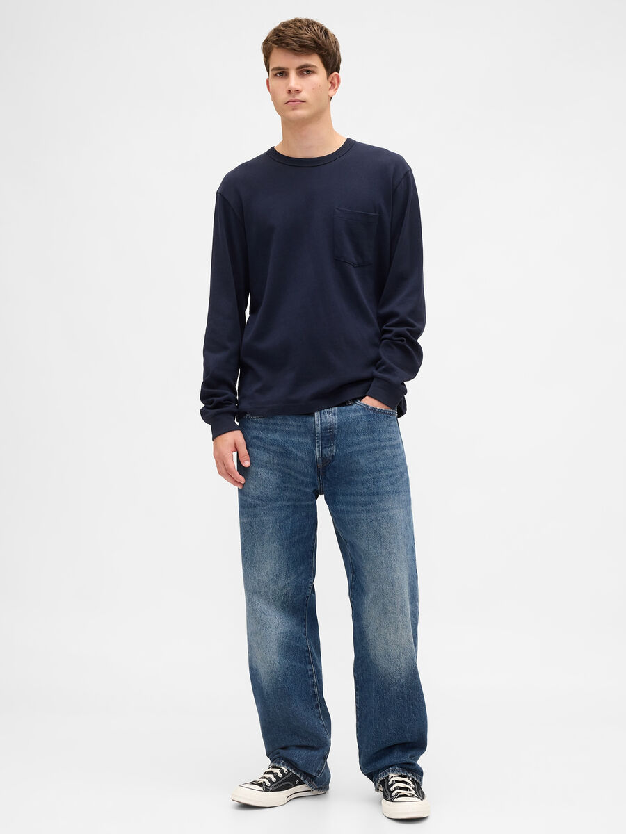Blue long-sleeve cotton shirt_2