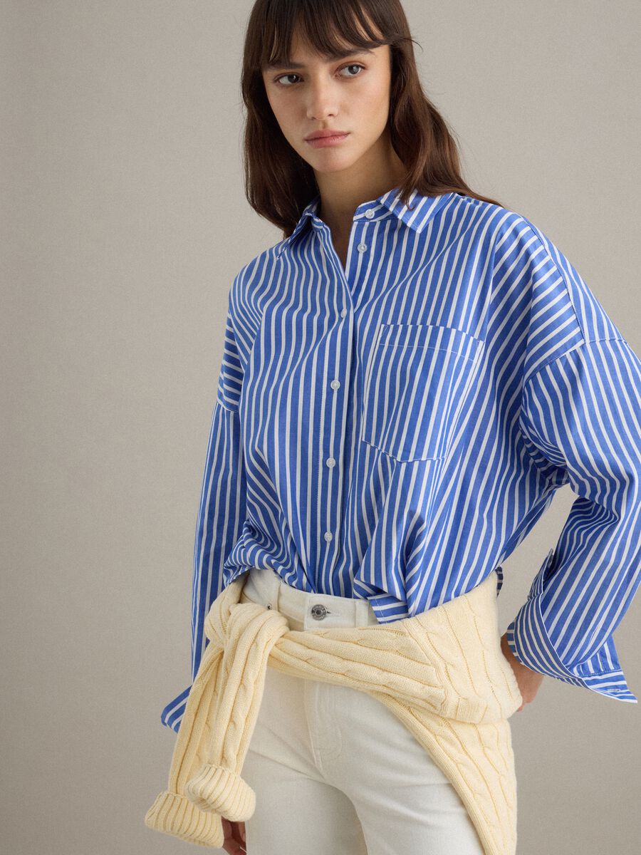 Multicolour striped pure cotton oversized fit shirt_1