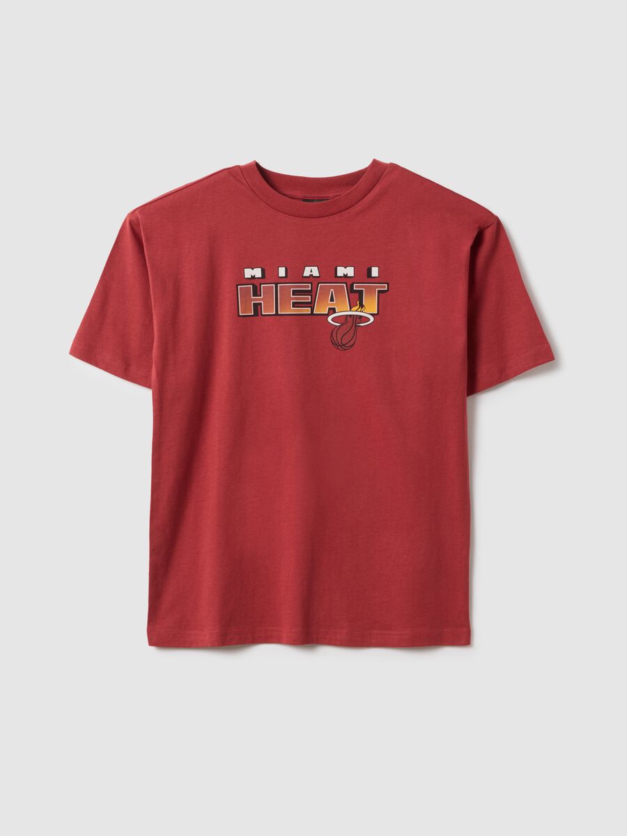 Red pure cotton kids' t-shirt relaxed fit with Miami Heat print_3