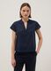 Blue pure cotton regular fit blouse with deep V transparency_0